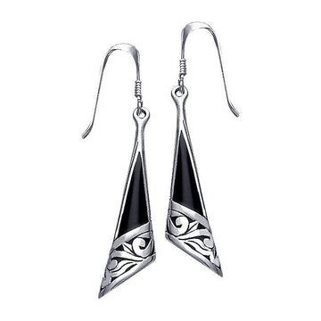 Silver Filigree Earrings with Gem Inlay JE198 - Jewelry